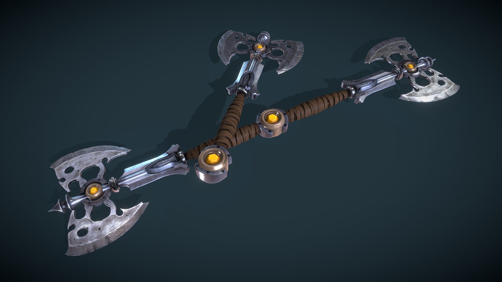 Fantasy Axe Staff and One Handed Axe