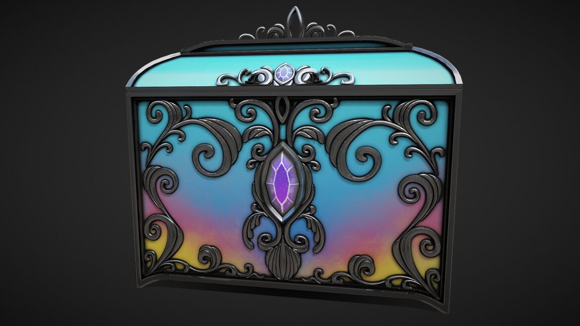 fantasy chest stylized game ready 3d model