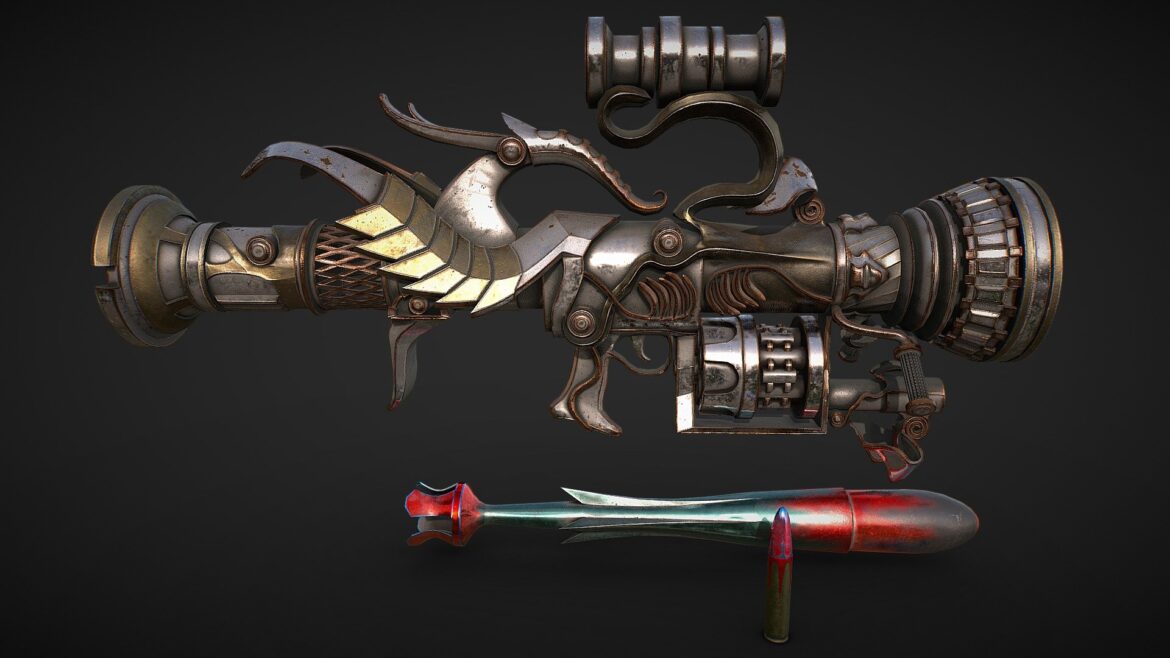 fantasy rifle game ready 3d model