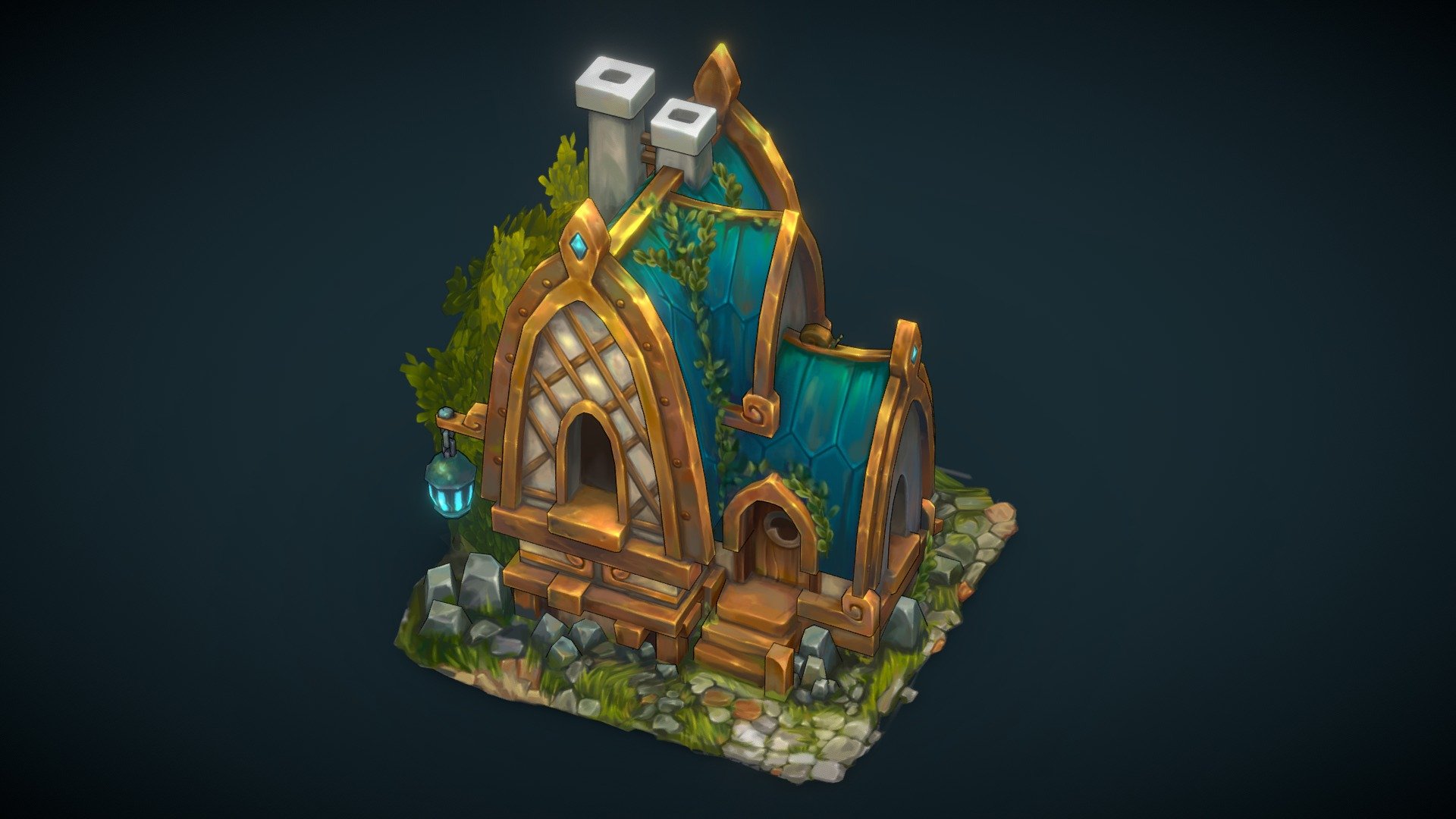 Golden house – Handpainted