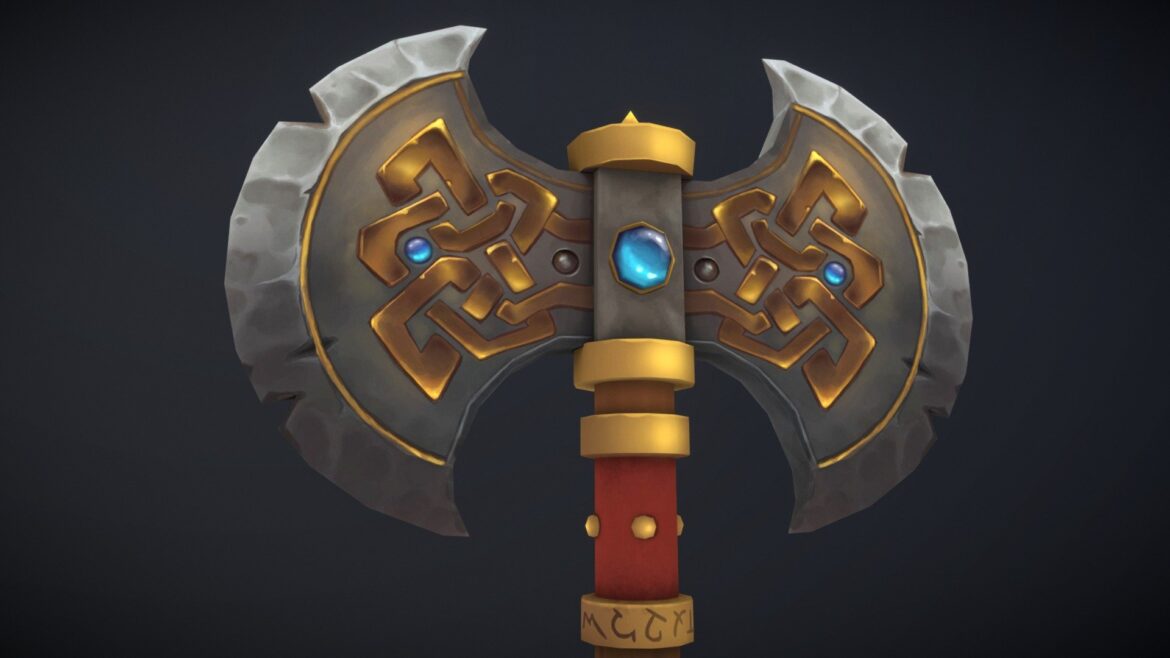 hand painted axe warhammer fan art 3d model