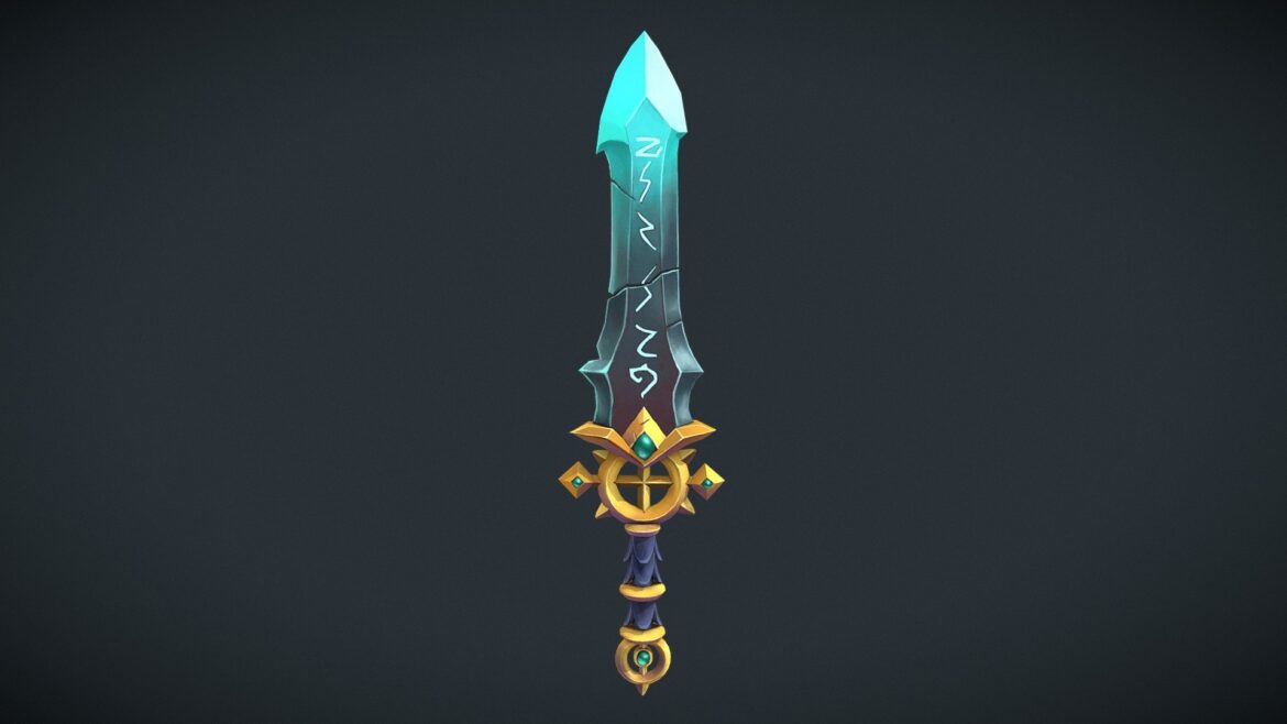 hand painted magic sword 3d model