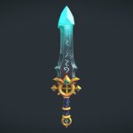 hand painted magic sword 3d model