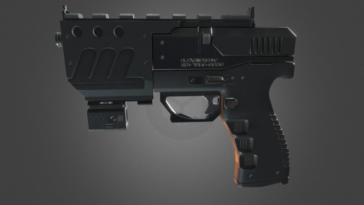 handgun with accesories 3d model