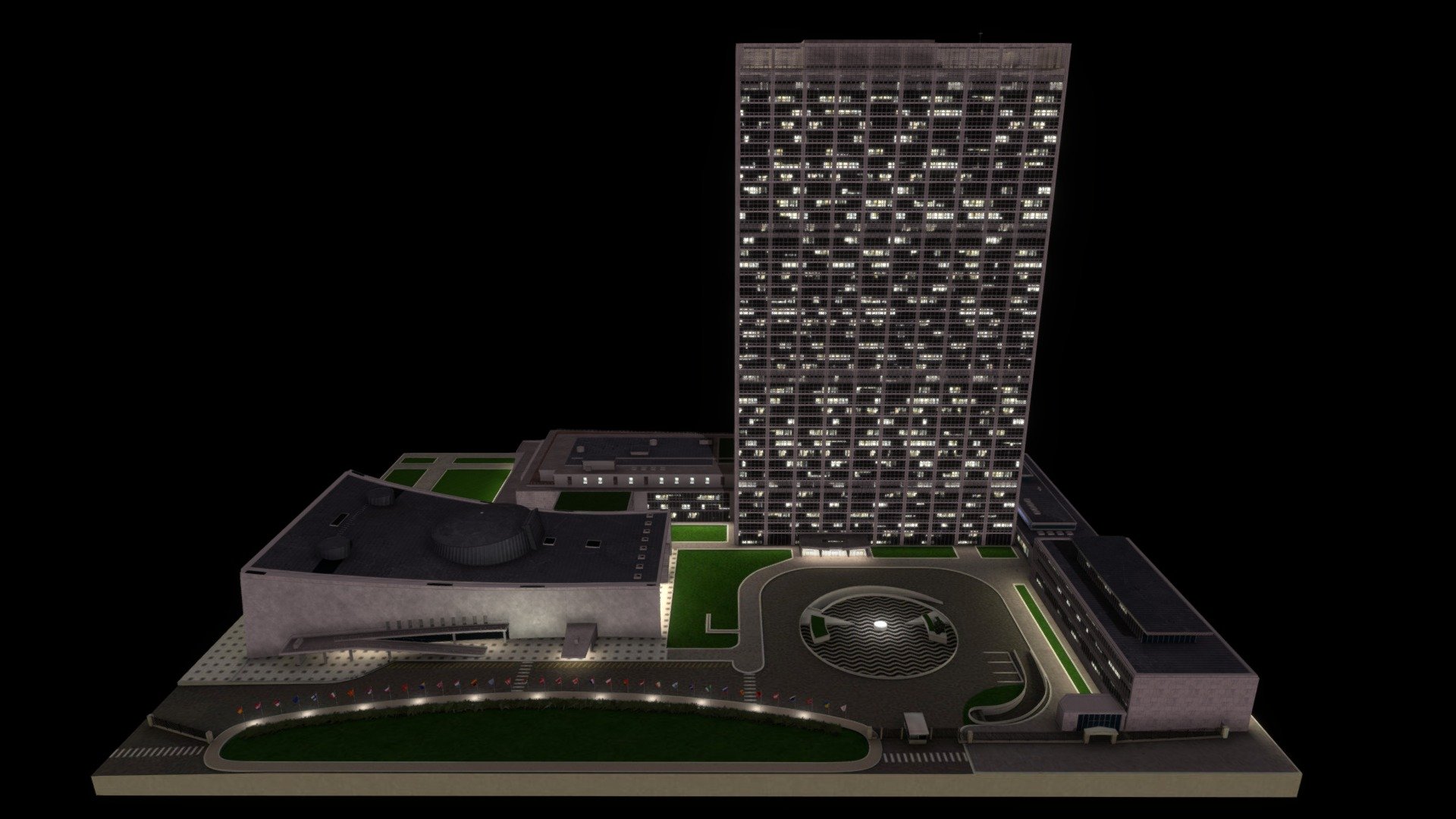 Headquarters Of Ohe United Nations Night view
