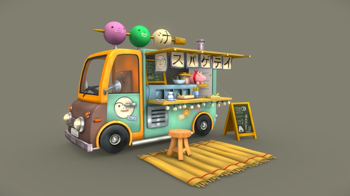 japanese food truck 3d model
