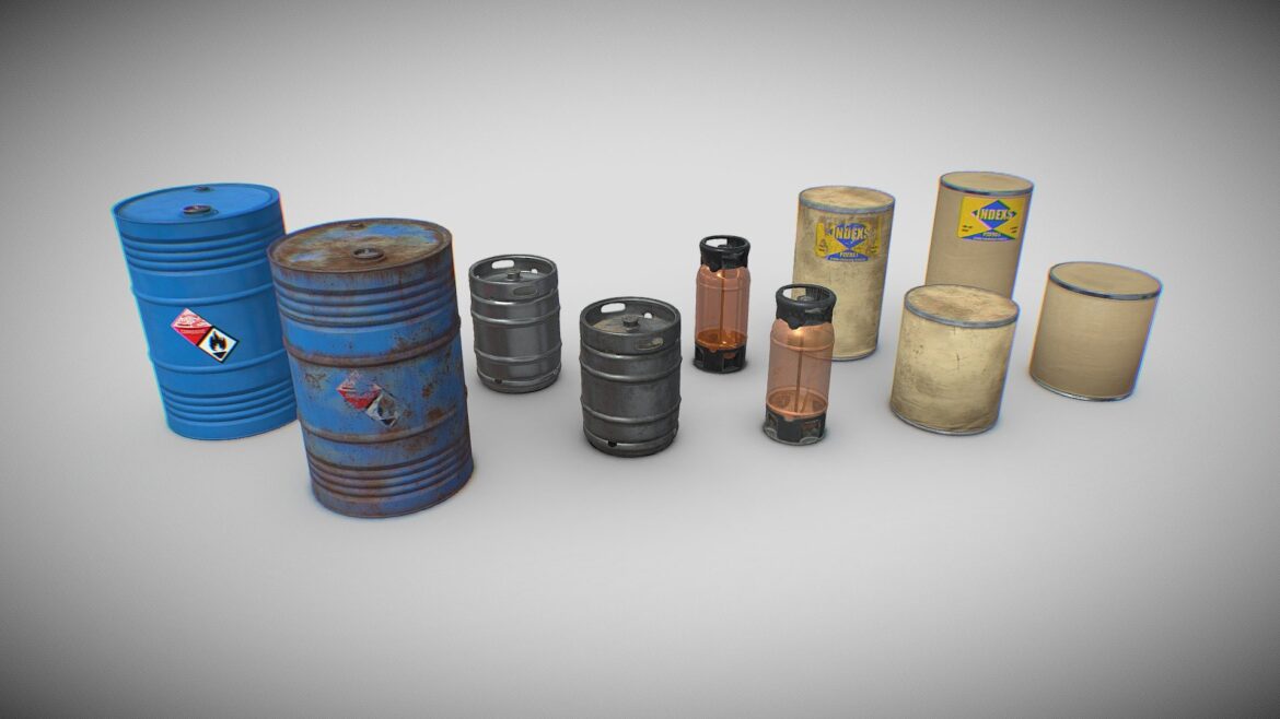 kegs drums and barrels 3d model
