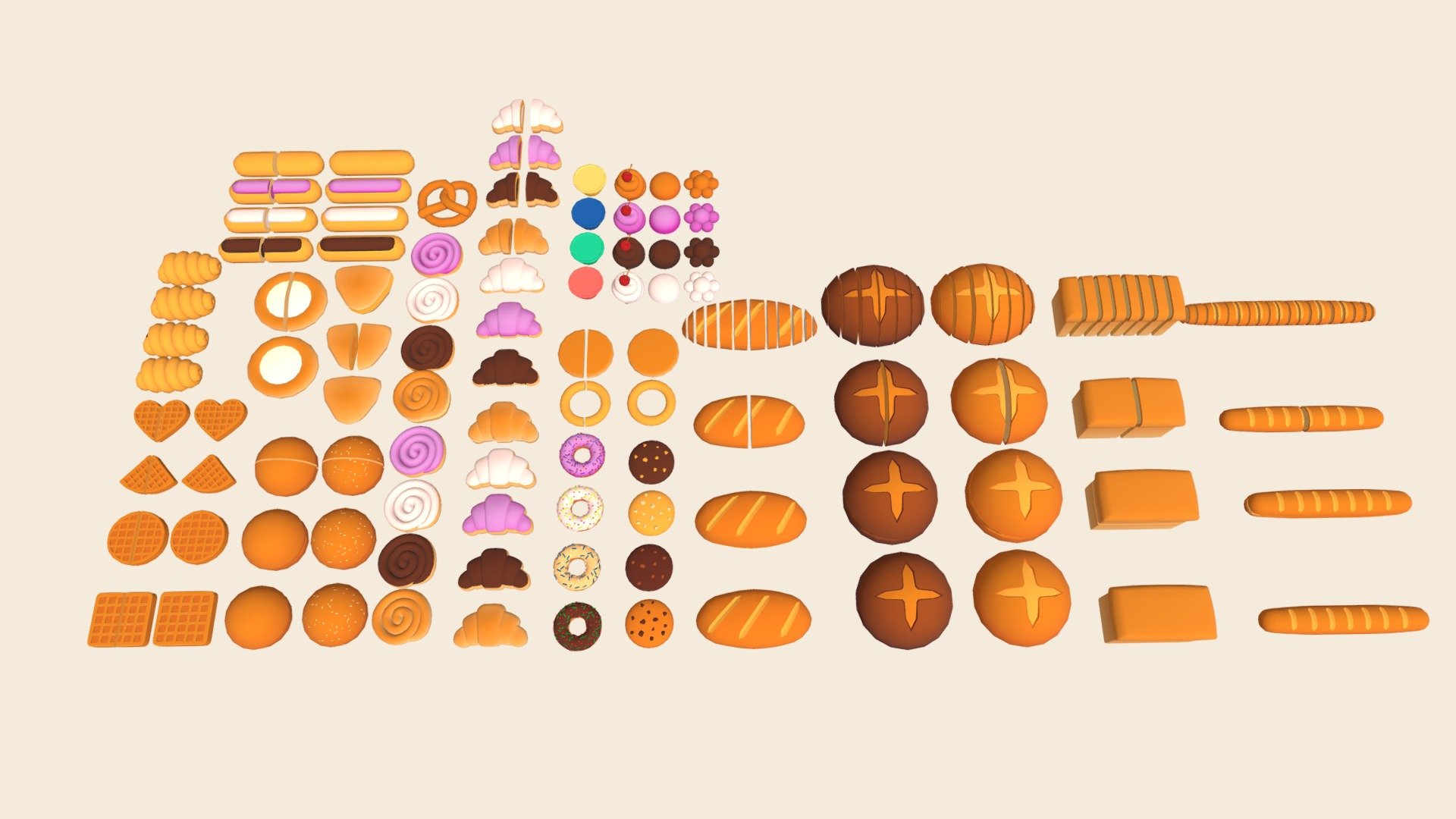 Low Poly Bakery Props Pack (100+ Props)