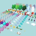 low poly christmas modular pack 3d model
