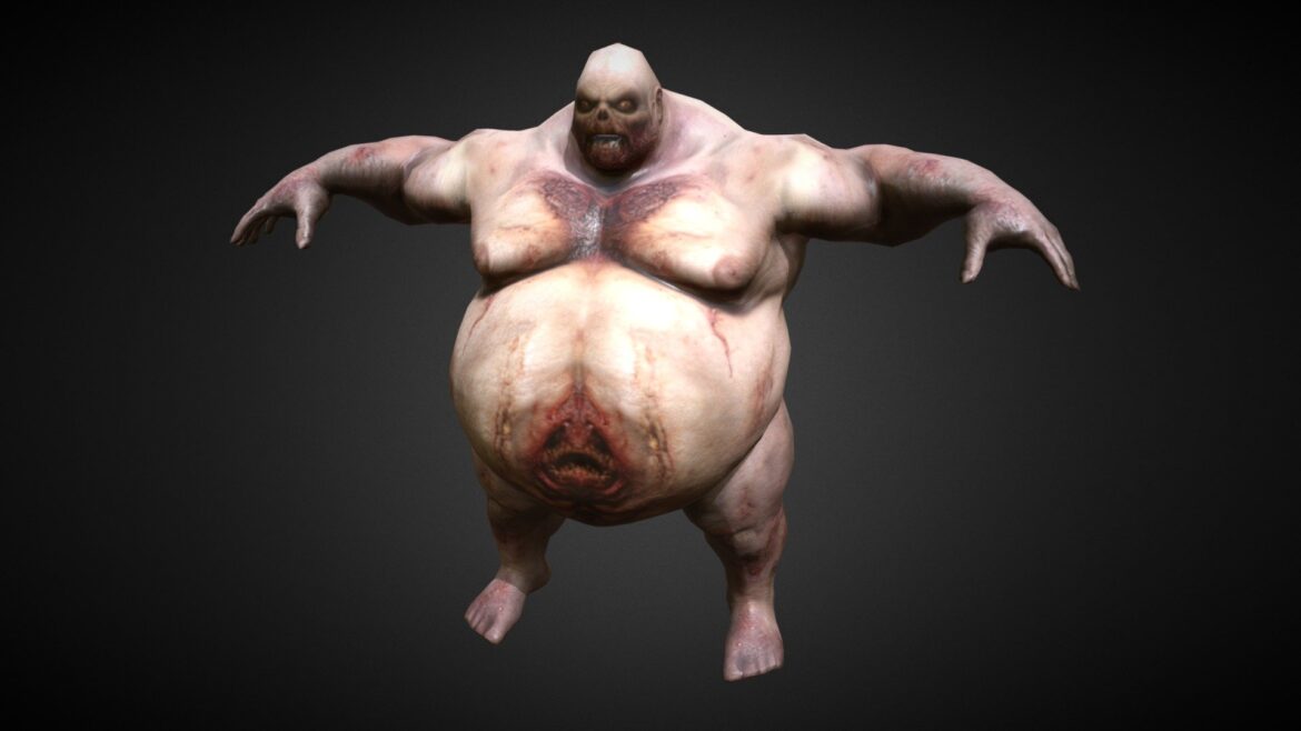 low poly fat zombie 3d model