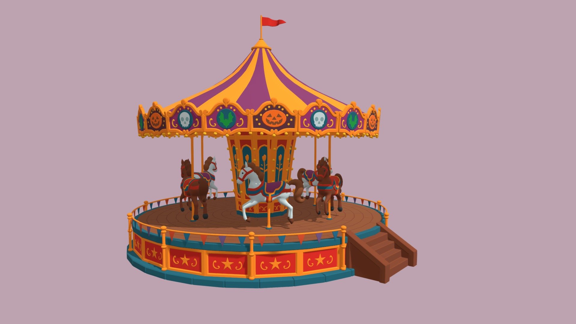 Low Poly Halloween Carousel