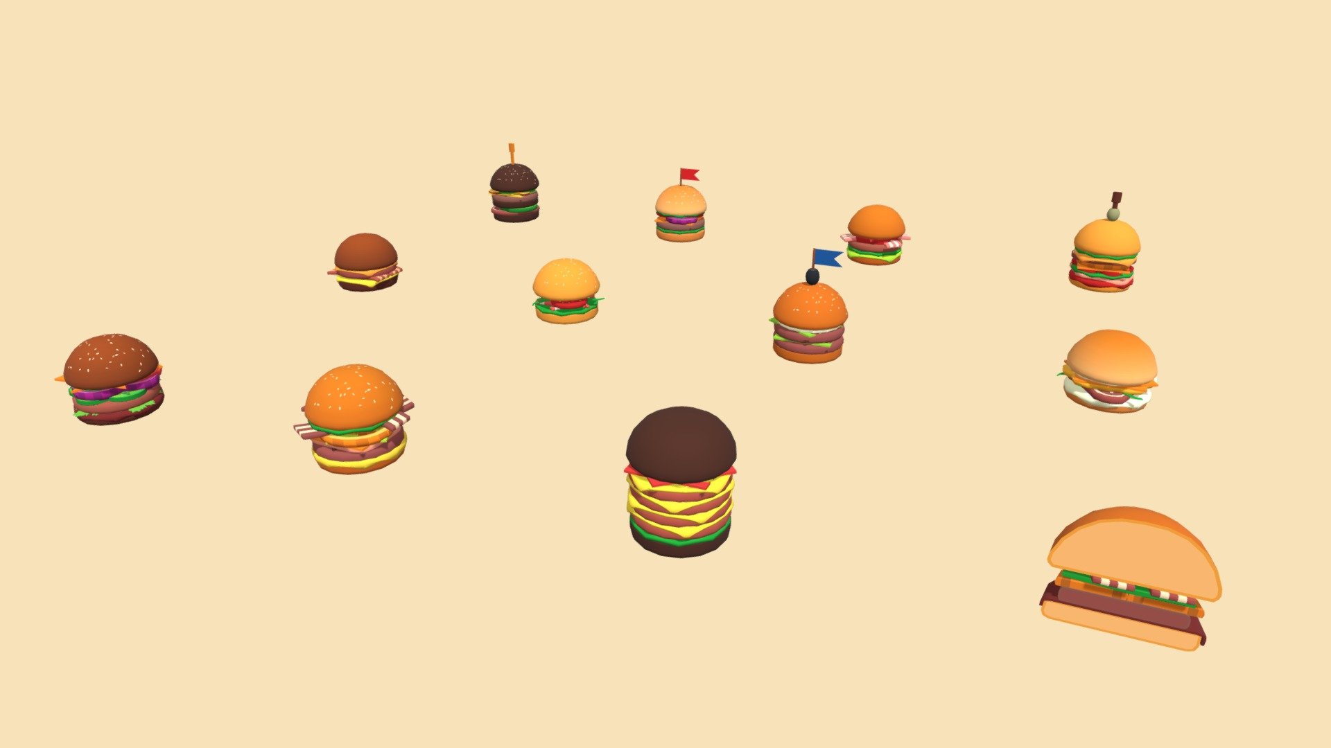 Low Poly Hot Dog & Sandwiches Combo Pack
