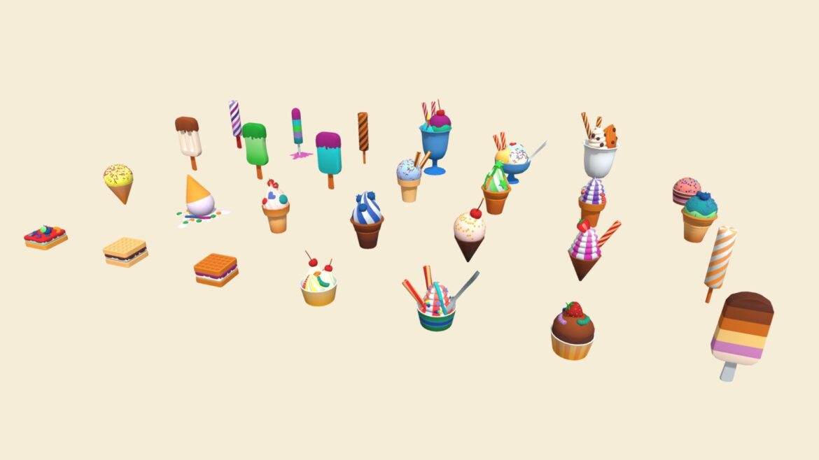 low poly modular ice cream combo pack 3d model