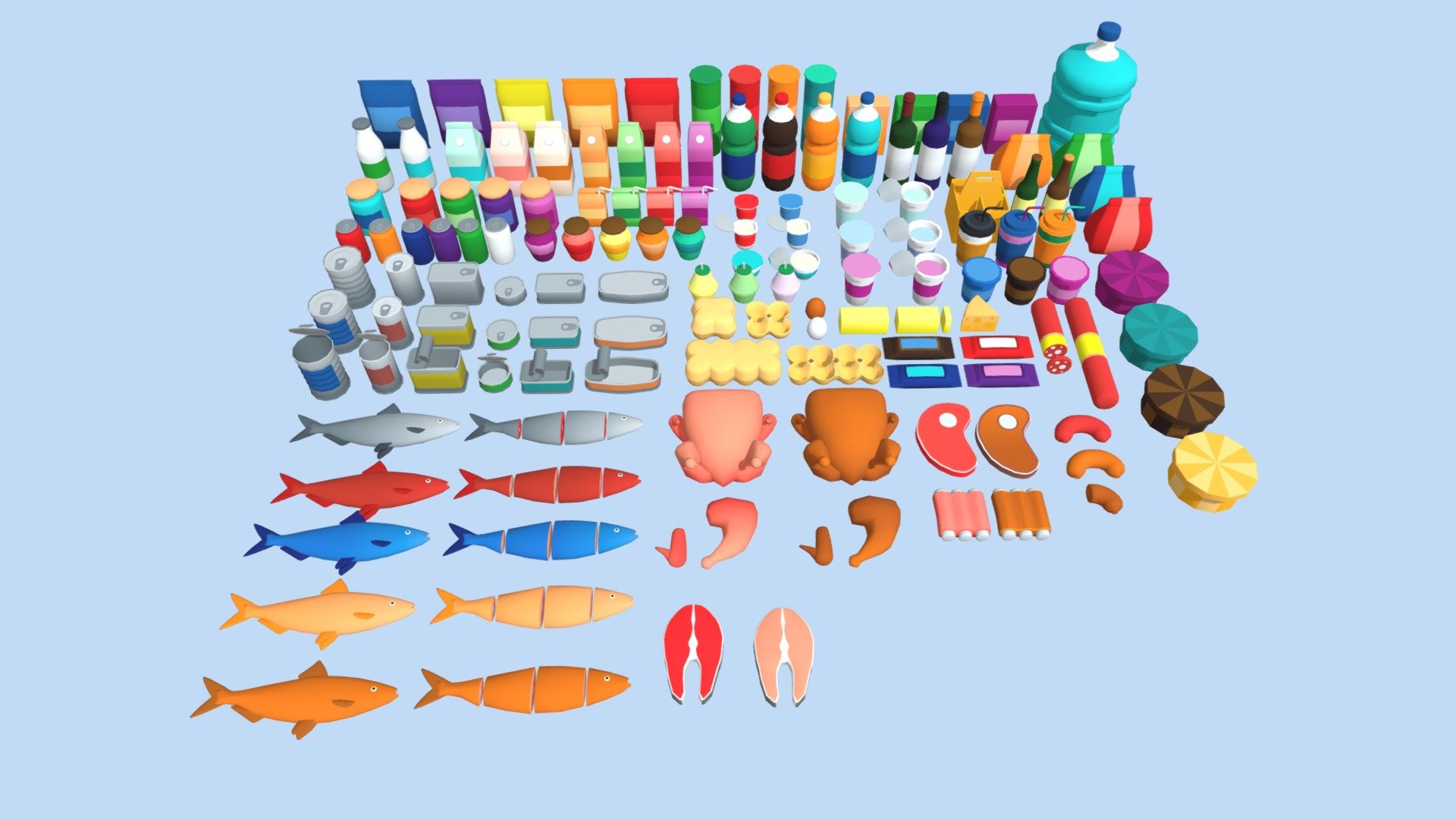 Low Poly Supermarket Food Pack