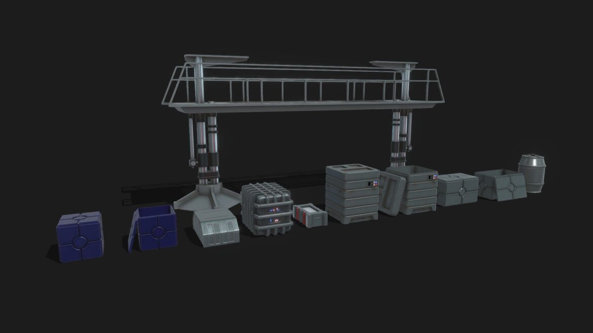 maintenance ladder update and crates 3d model