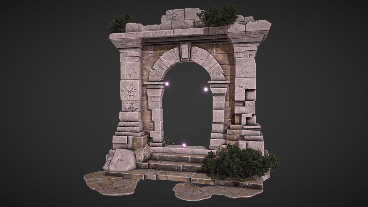 medieval arch game ready 3d model