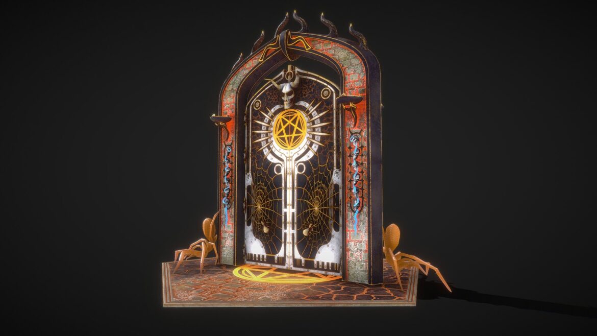 medieval door game ready modular 3d model
