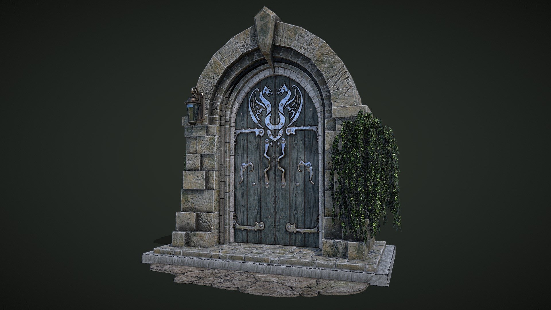 Medieval Door game ready modular 3d model