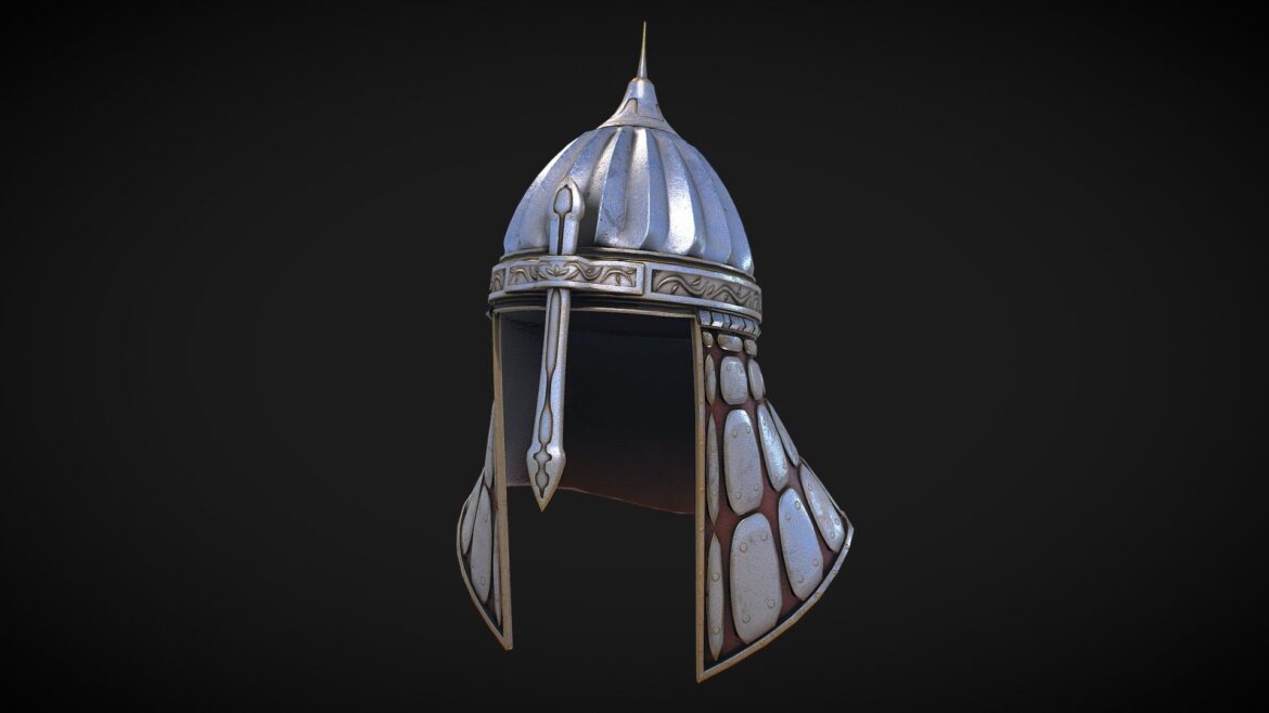 Medieval Helmet 3d Model - Highly detailed medieval helmet 3d model with PBR 4K textures, suitable for film and game projects.