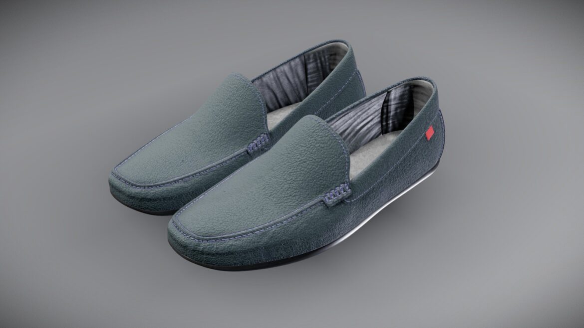 mens broadway slip on shoe navy italo grainy 3d model