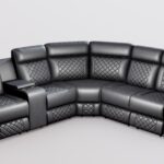 Modern Black Leather Sectional Recliner Sofa