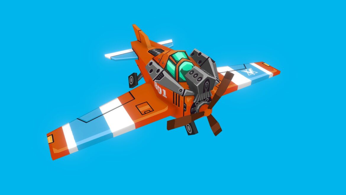 orange army attack plane 3d model