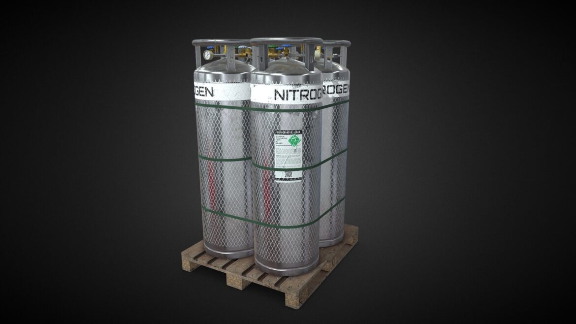 packed liquid nitrogen tanks 3d model