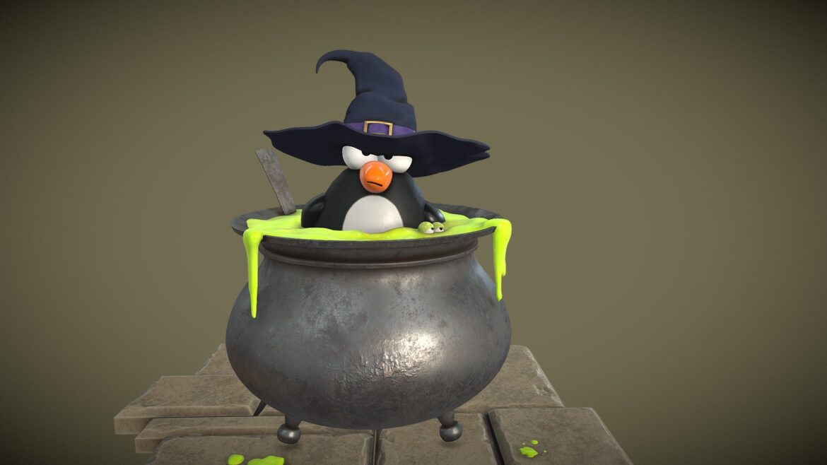 penguins halloween bath time 3d model