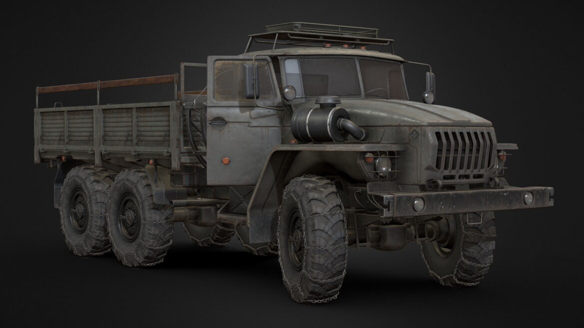 soviet truck ural 4320 rust version 3d model