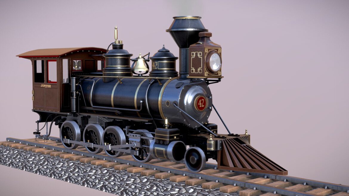 Steam Engine 3d Model - Highly detailed vintage steam engine 3D model showcasing intricate gears and metallic textures
