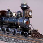 Steam Engine 3d Model - Highly detailed vintage steam engine 3D model showcasing intricate gears and metallic textures