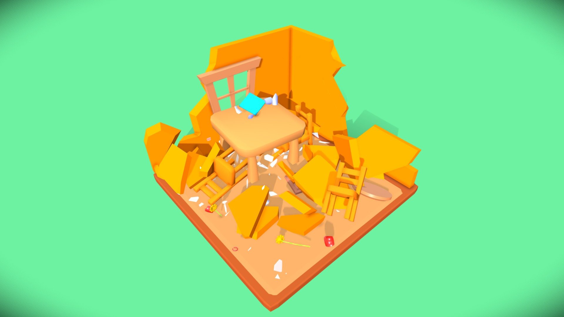 Stylized 3D room Earthquake