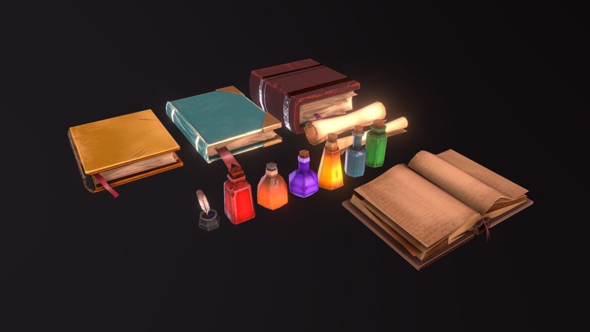 stylized props set 3d model