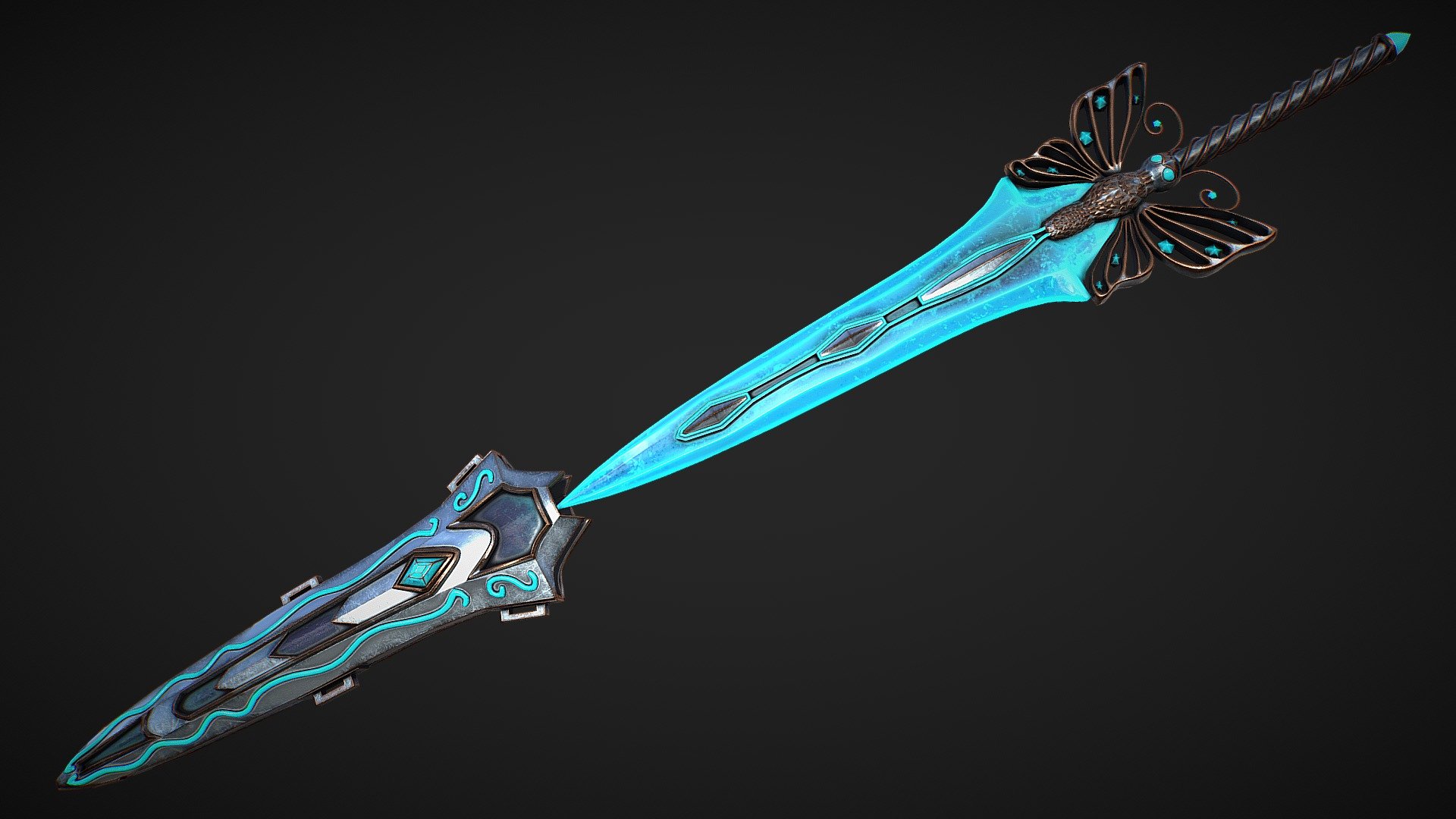 Sword batterfly with scabbard