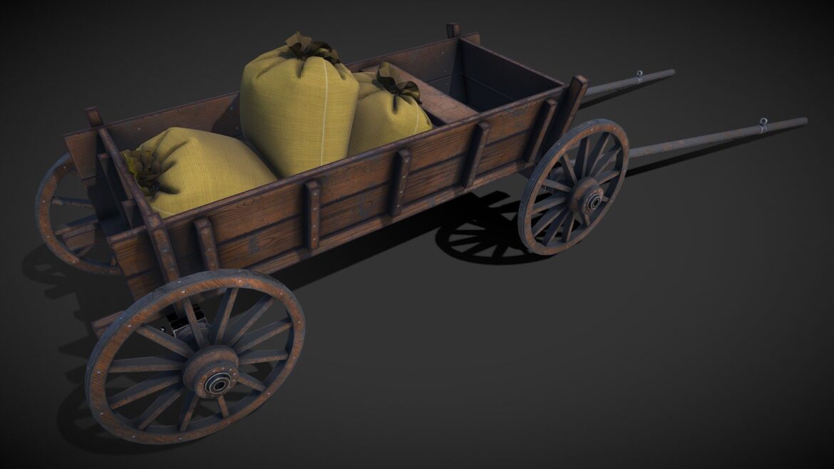 wooden cart 3d model