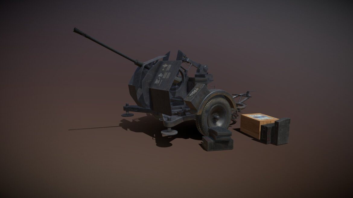 2cm flak 38 with sdah 51 trailer dhg 3d model