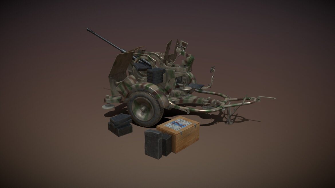 2cm flak 38 with sdah 51 trailer fa81 3d model
