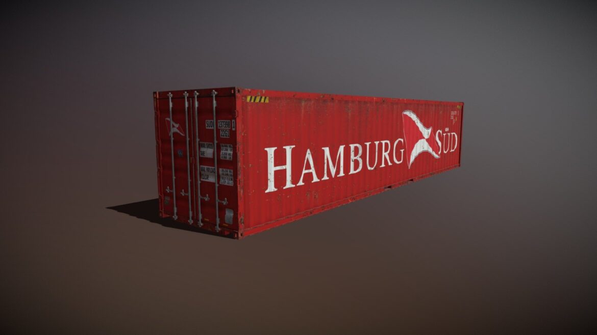 Hamburg Shipping Container 3d Model - Detailed 40ft Hamburg Sued shipping container 3d model with original textures