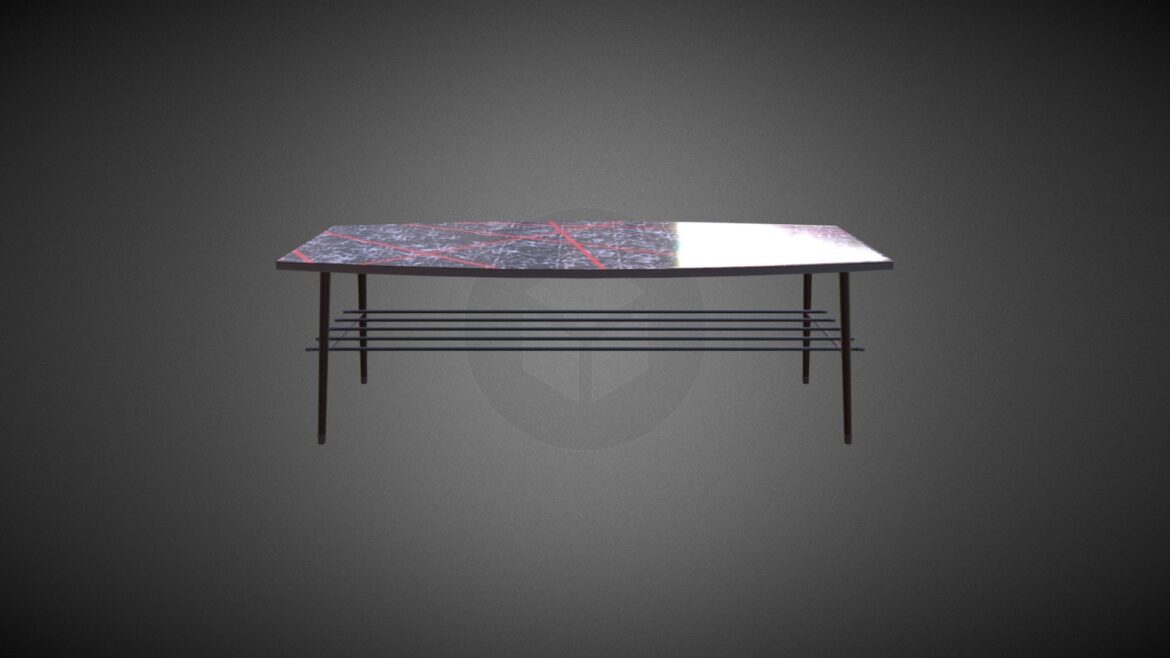 50s style coffee table 3d model