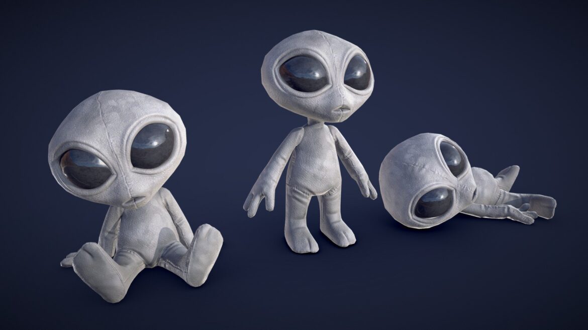 alien plush game ready 3d model