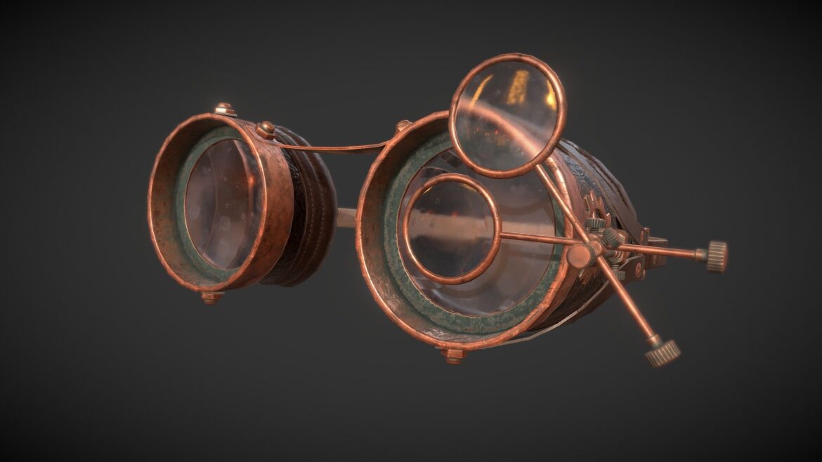 antique steampunk glasses 3d model