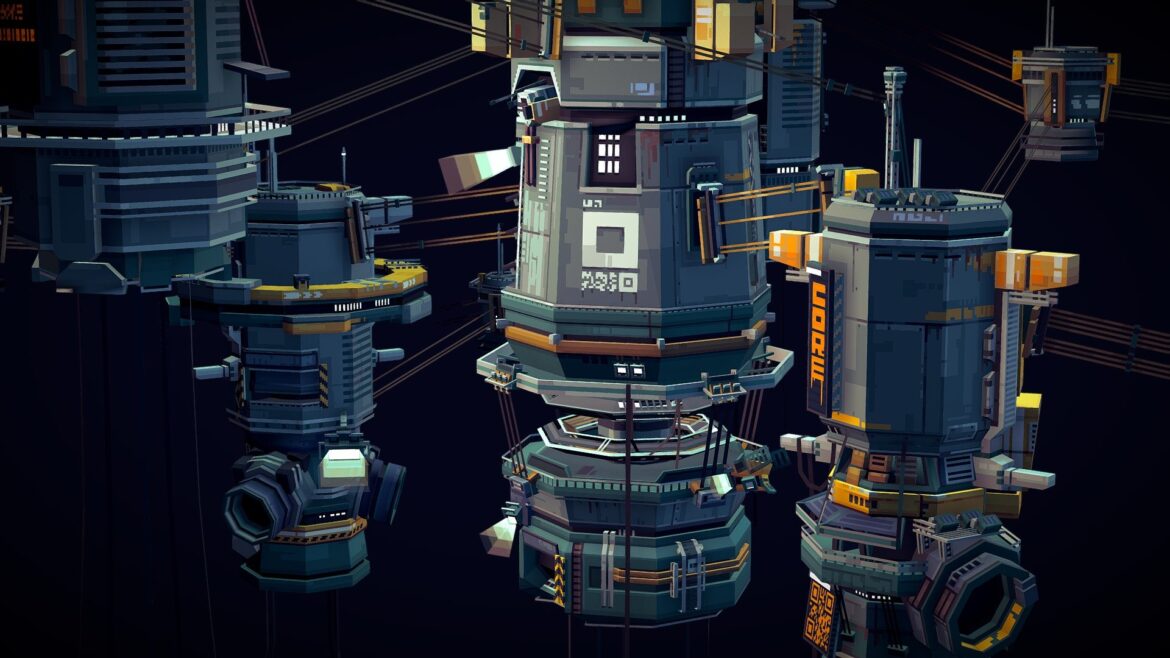 core floating grid towers 3d model