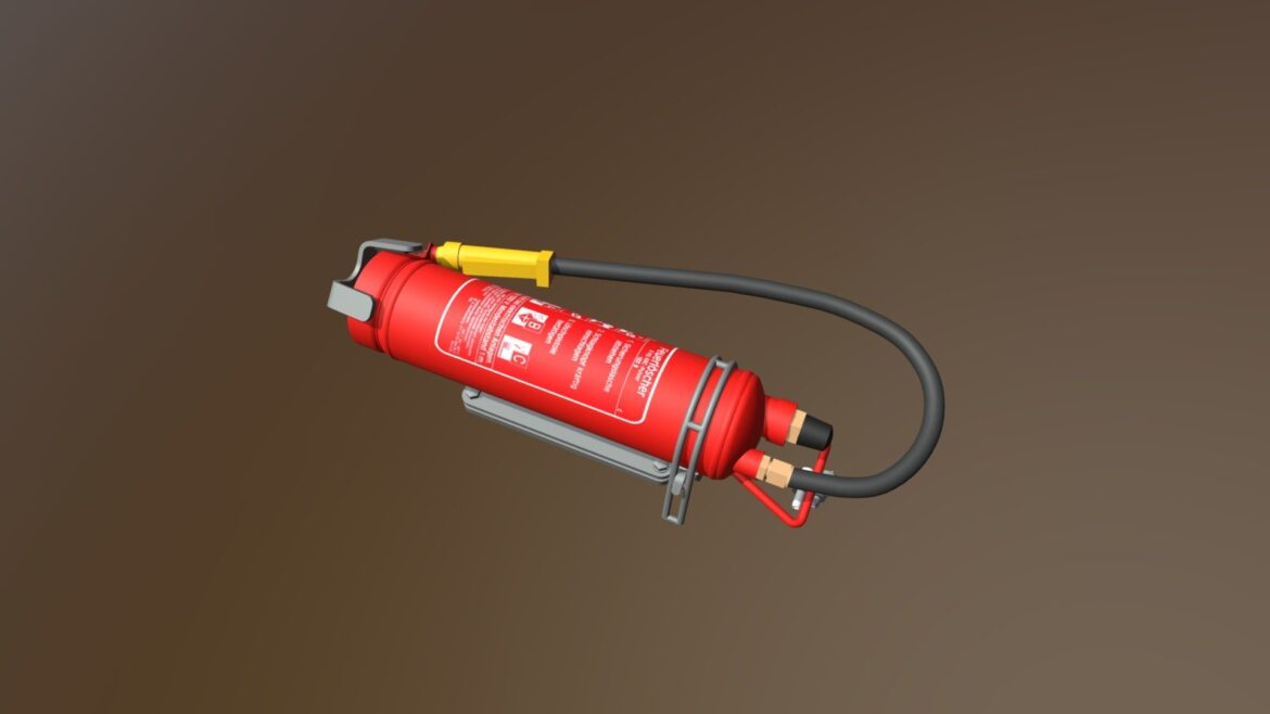 fire extinguisher with vehicle mounting 3d model