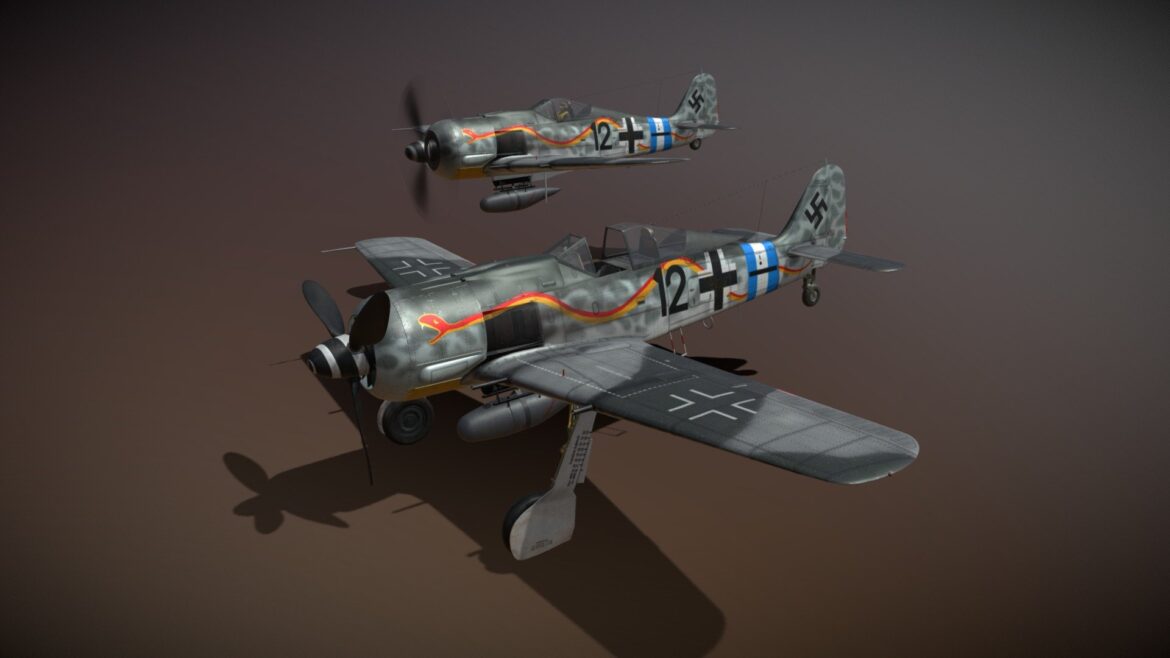 focke wulf fw190 a8 black 12 3d model
