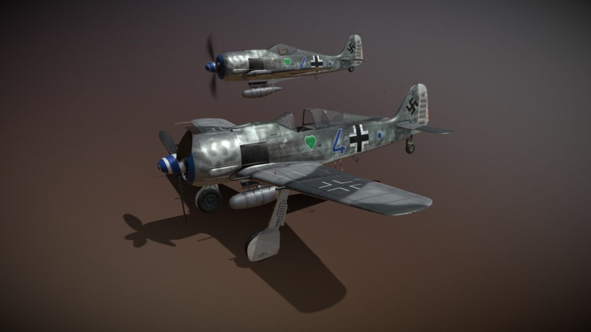 focke wulf fw190 a8 blue 4 3d model