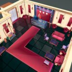 hotel lobby reception cartoon lowpoly assets 3d model
