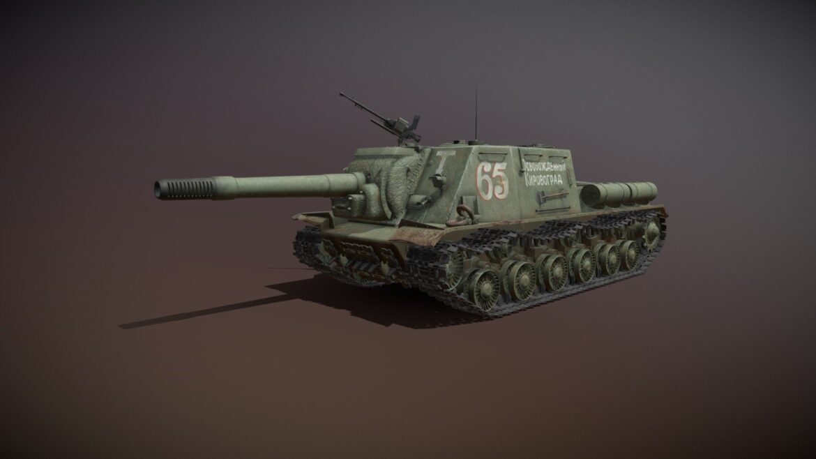 isu 152 65 soviet heavy self propelled gun 3d model