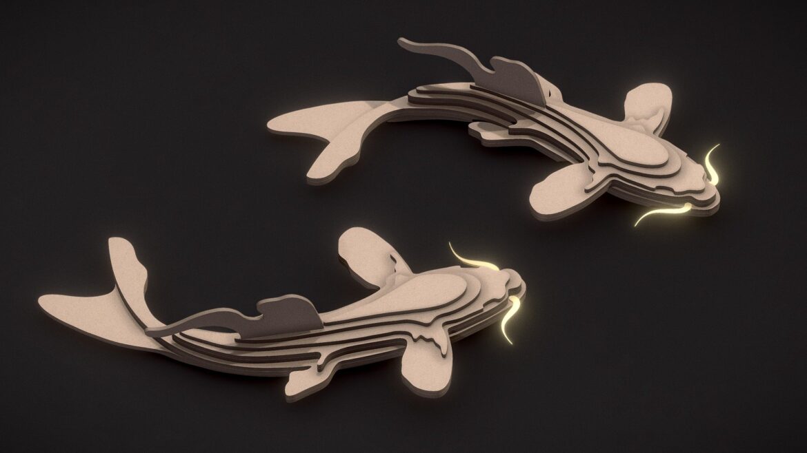 koi fish parametric wood design cnc cutting 3d model