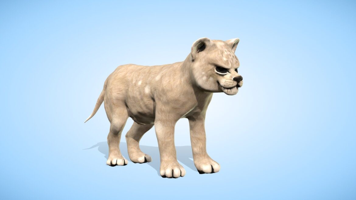 lion cub animation lowpoly animal simba 3d model