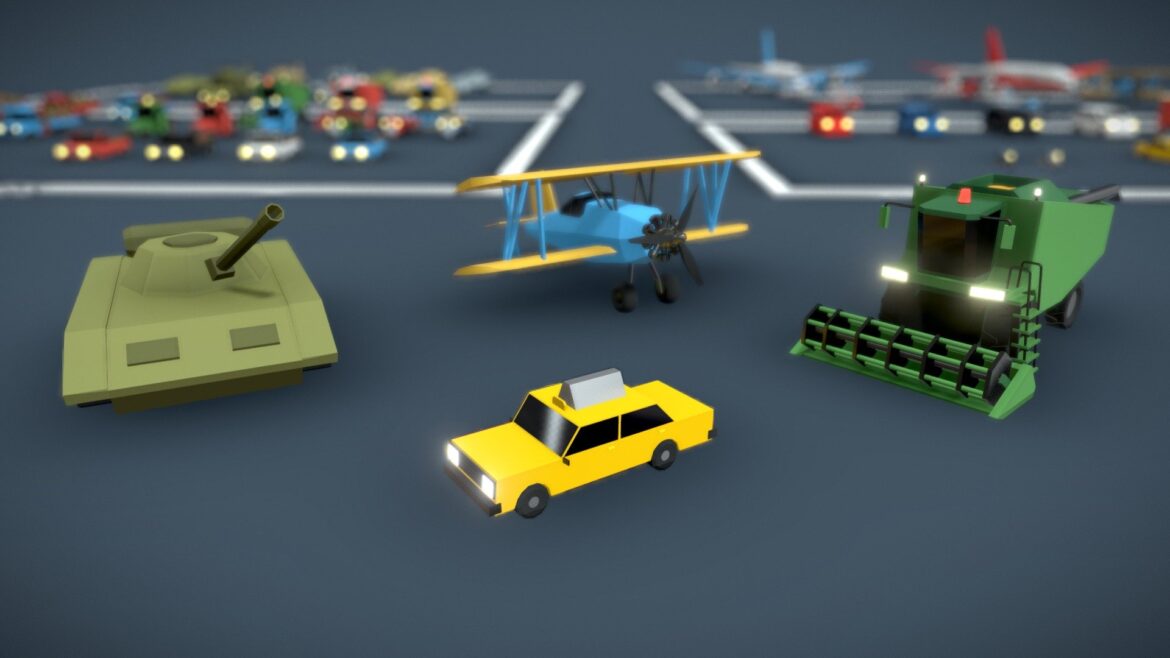 low poly art vehicles 3d model
